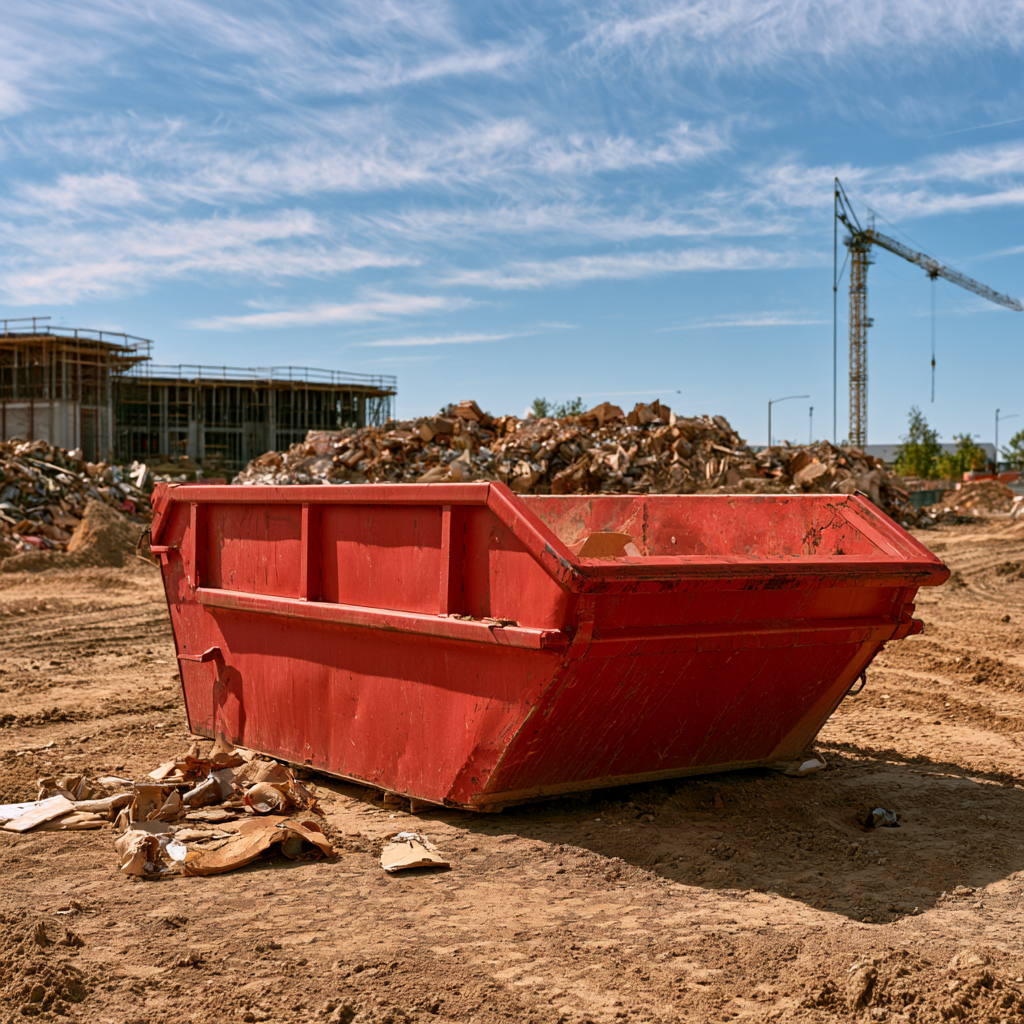 A 30-yard dumpster on a construction site