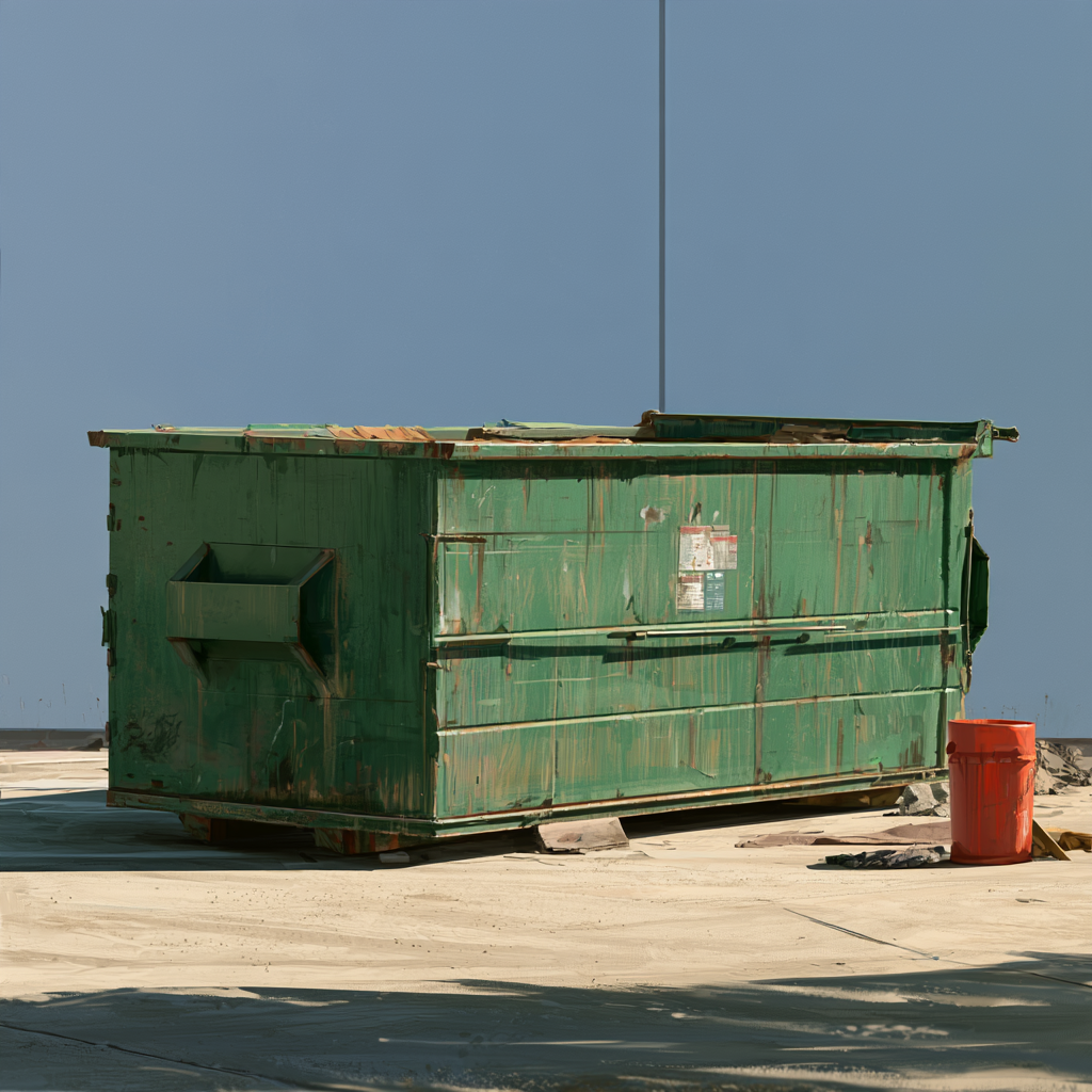 A 20-yard roll-off dumpster on a construction site
