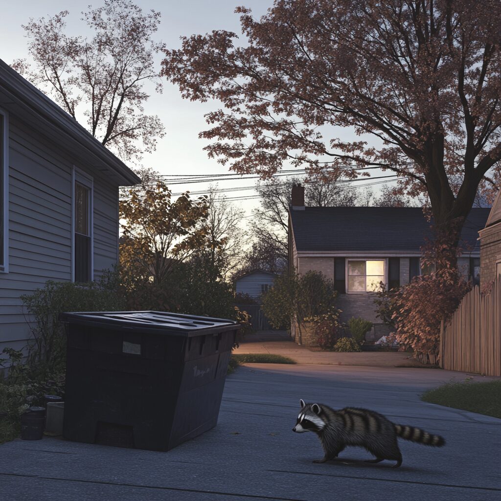 Raccoons are drawn to dumpsters in urban areas.