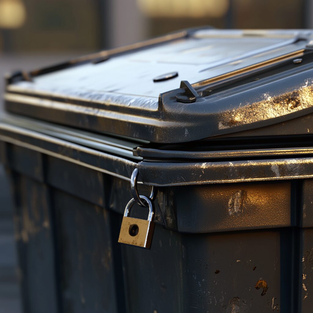 Dumpster locks helps secure rented rolloff dumpsters.
