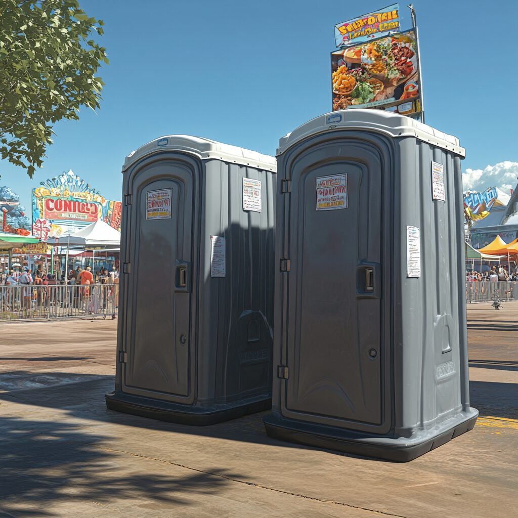 porta potties with sinks are used at food festivals