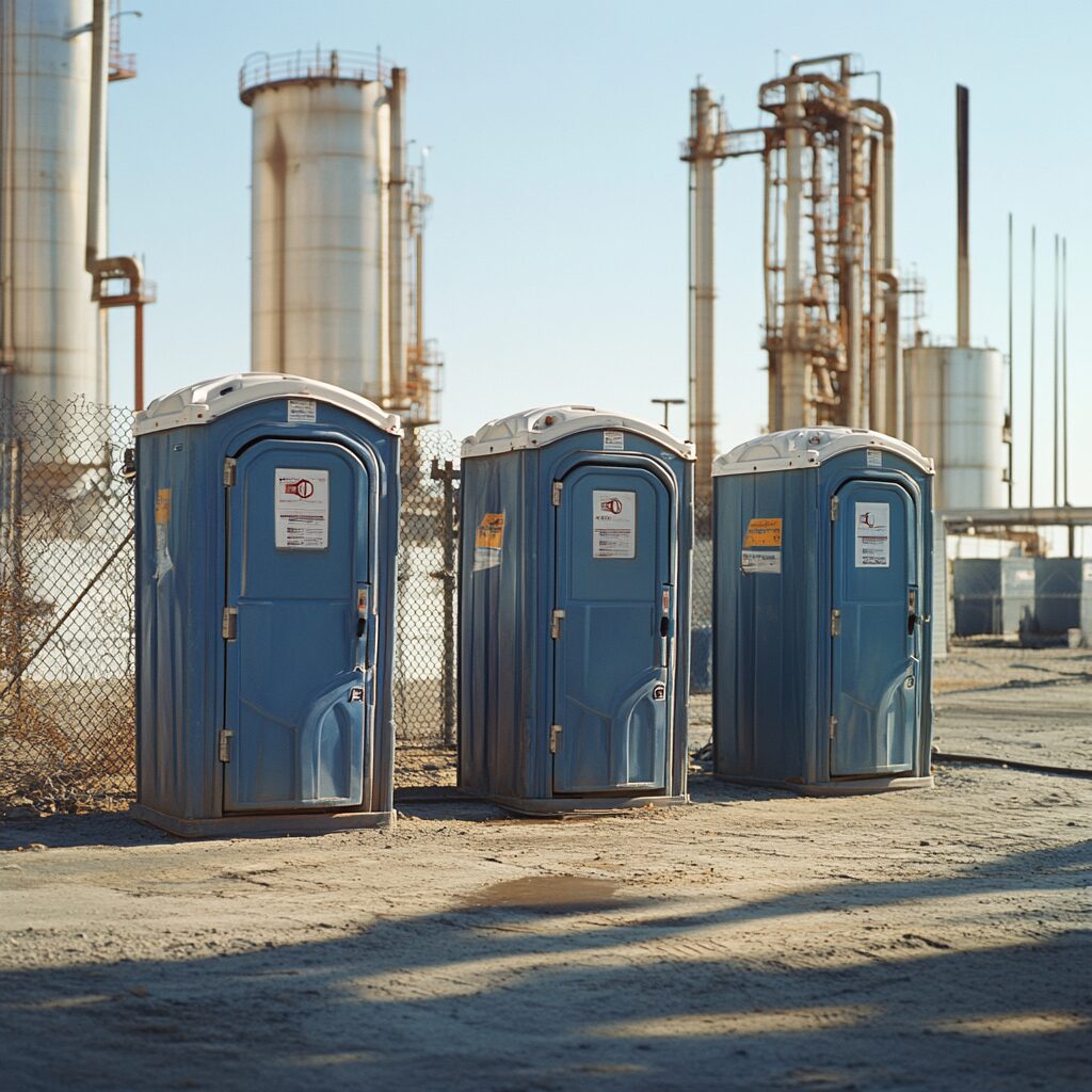 Portable toilets for oil and gas jobsites.