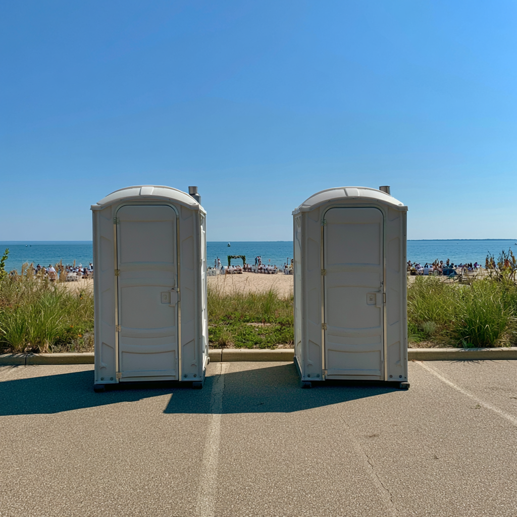 Luxury wedding porta potty rentals for a beach wedding