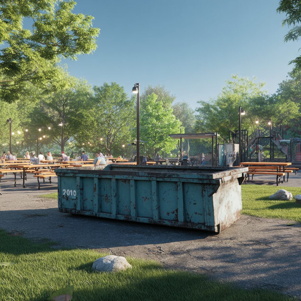 dumpsters provide convenient waste disposal for family reunions in public places