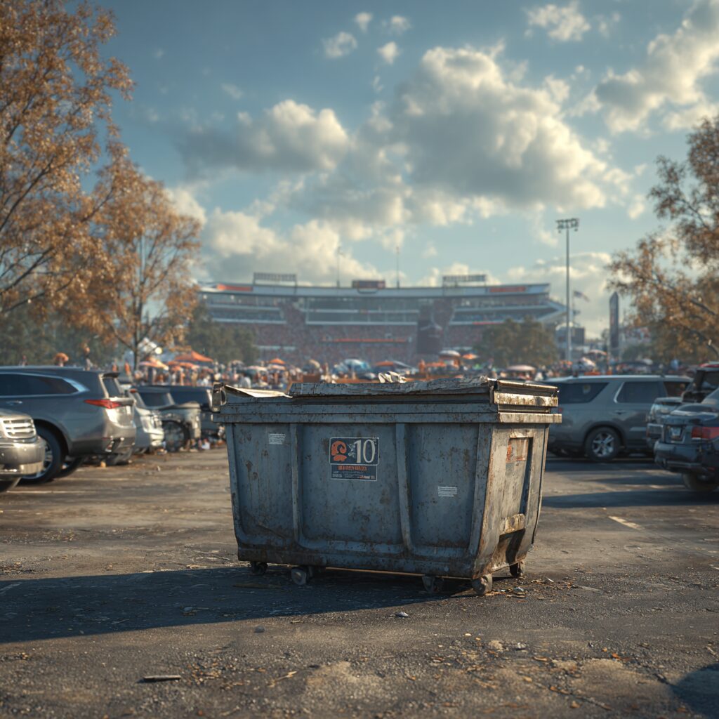 Use dumpster for college tailgating waste disposal.
