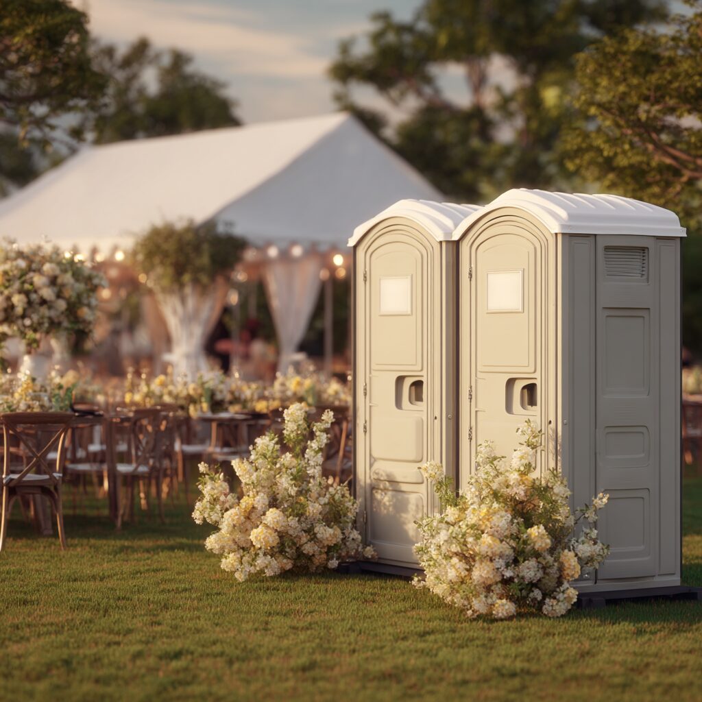 Where do you put a rented porta potty on a wedding day?