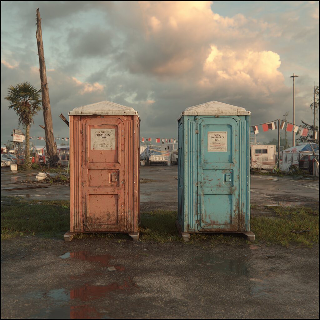 Tips for securing porta potties before severe weather.