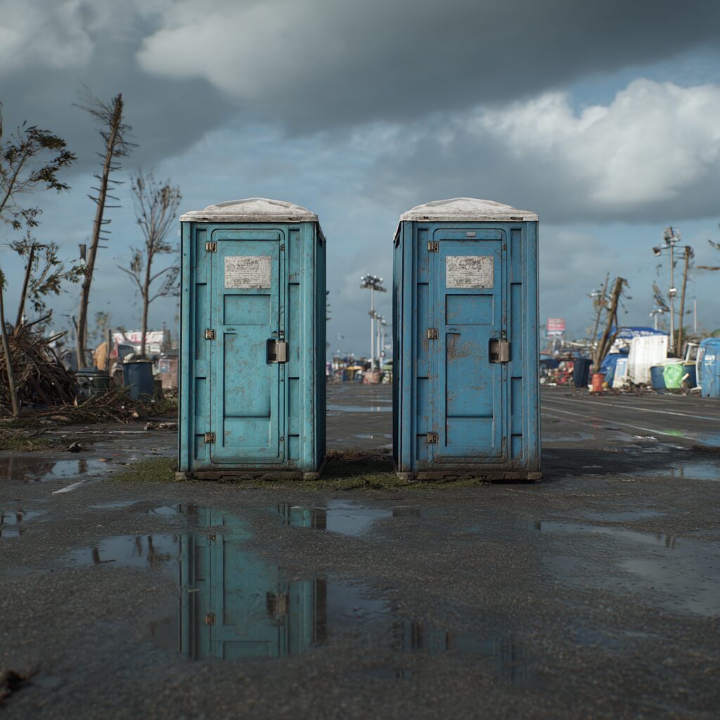 How to stabilize porta potties for hurricanes.