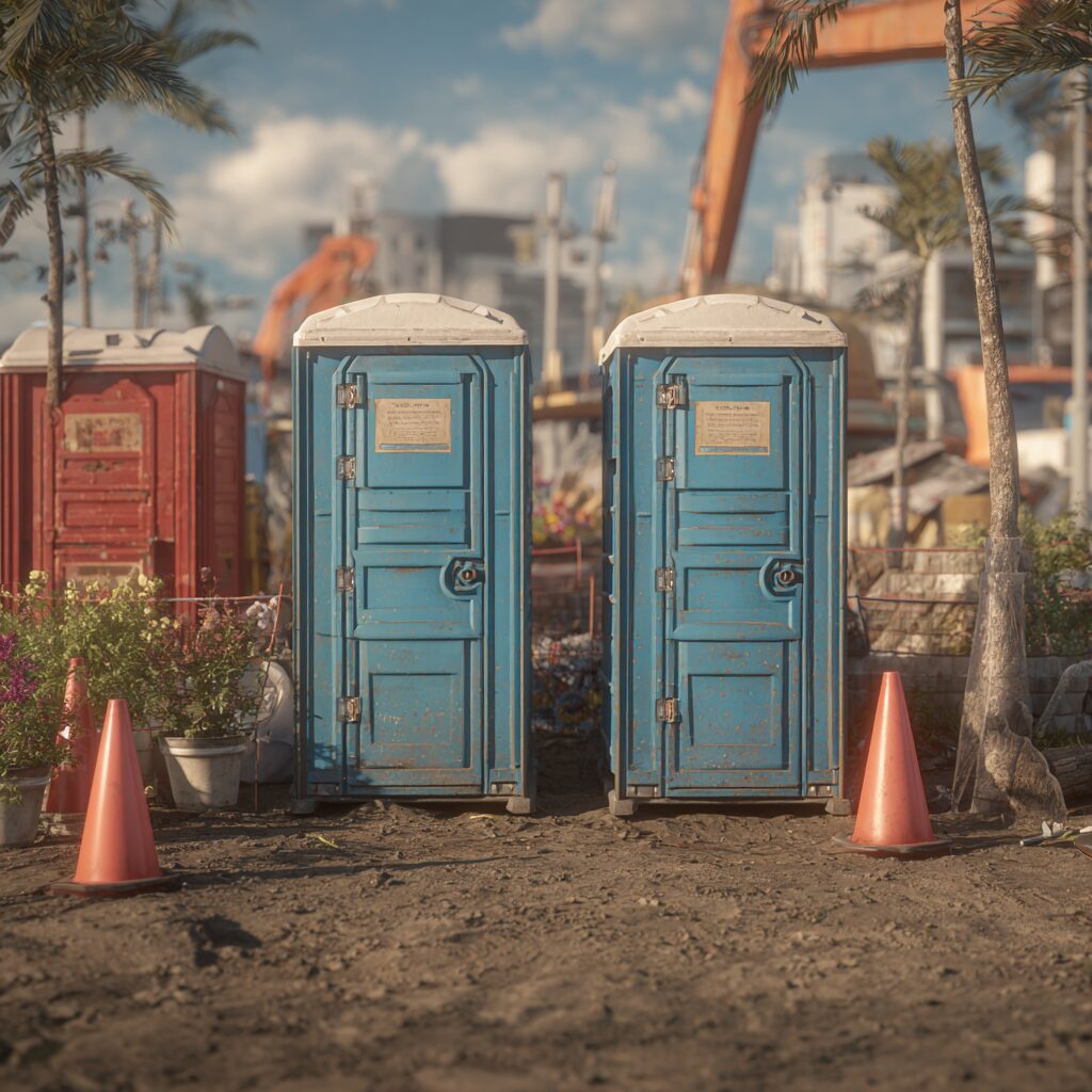 how to use weights for porta potty stability