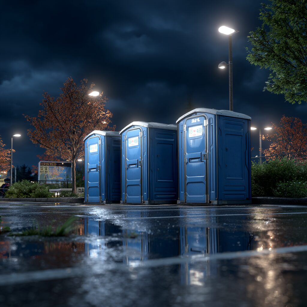 porta potty placement under motion sensor lights reduces vandalism