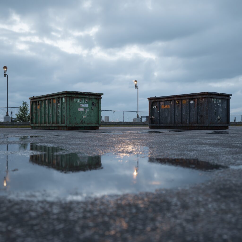 Dumpster placement helps them stay secure in a hurricane