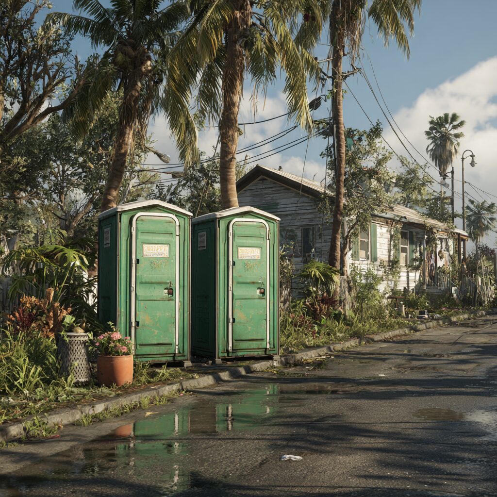 How to rent porta potties for residential hurricane cleanup.