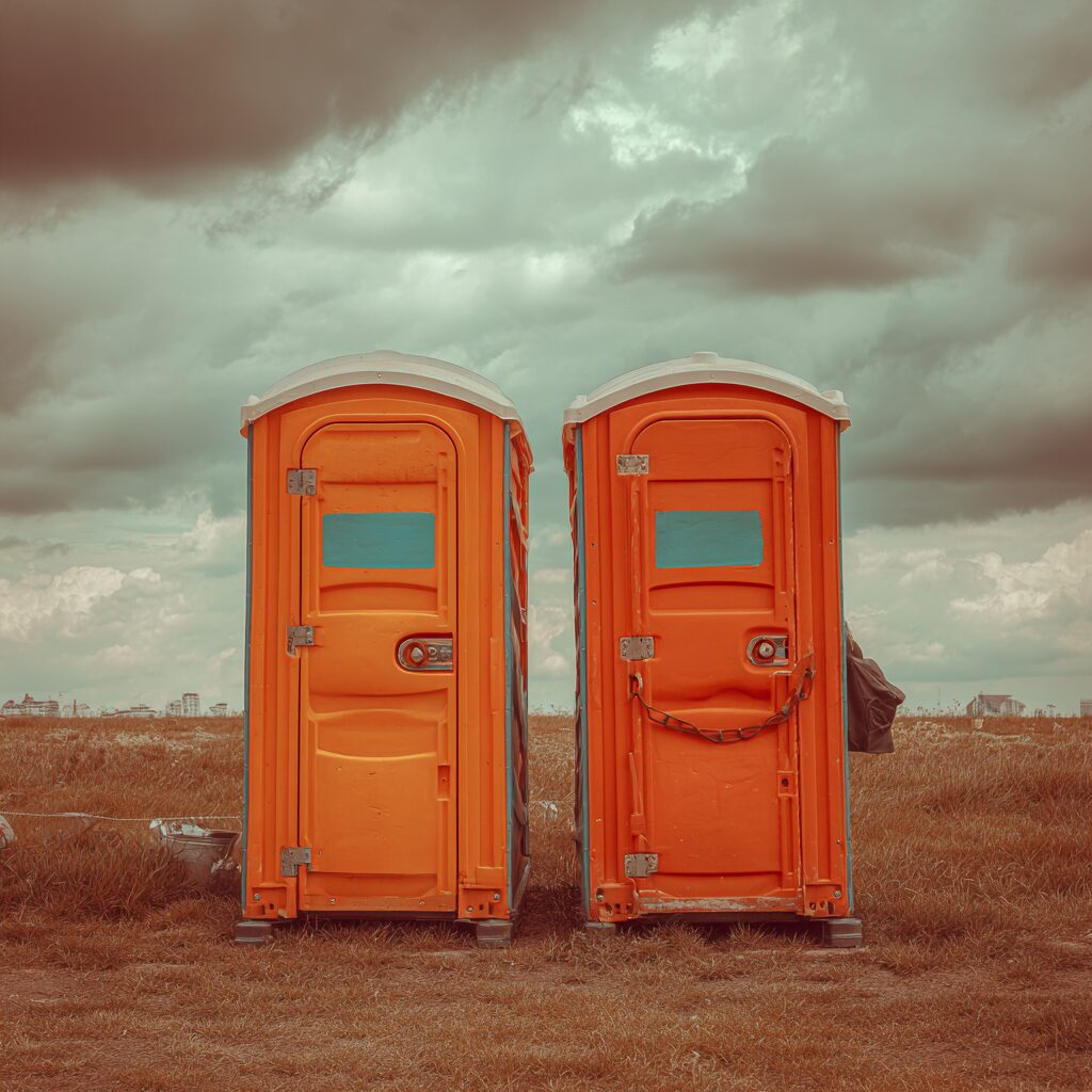 Securing porta potties to prevent damage from high winds