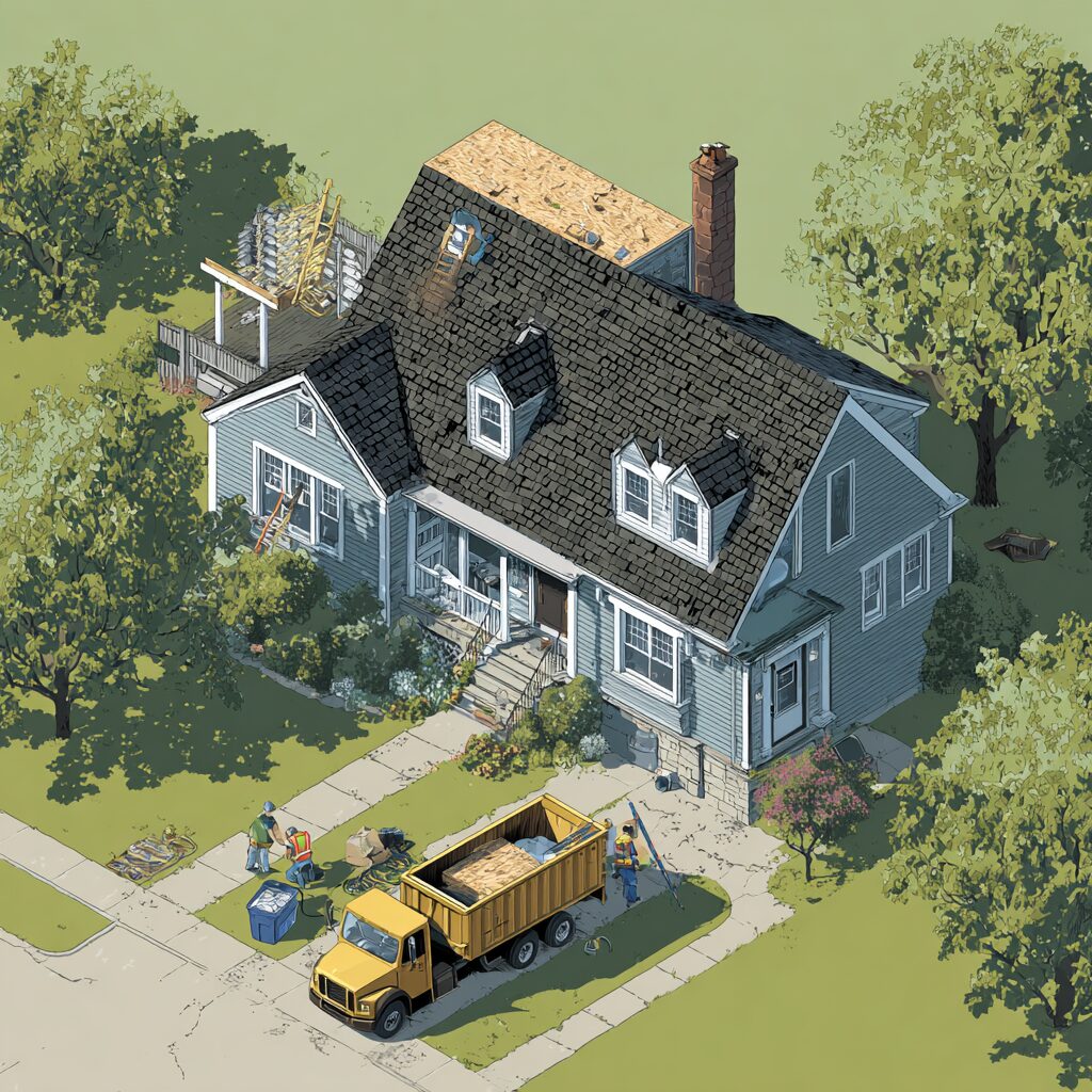 Fall dumpster rentals for roofing projects