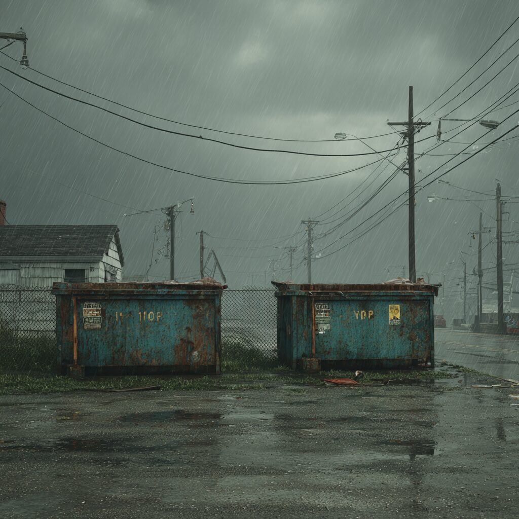 fall storm dumpster and porta potty prep