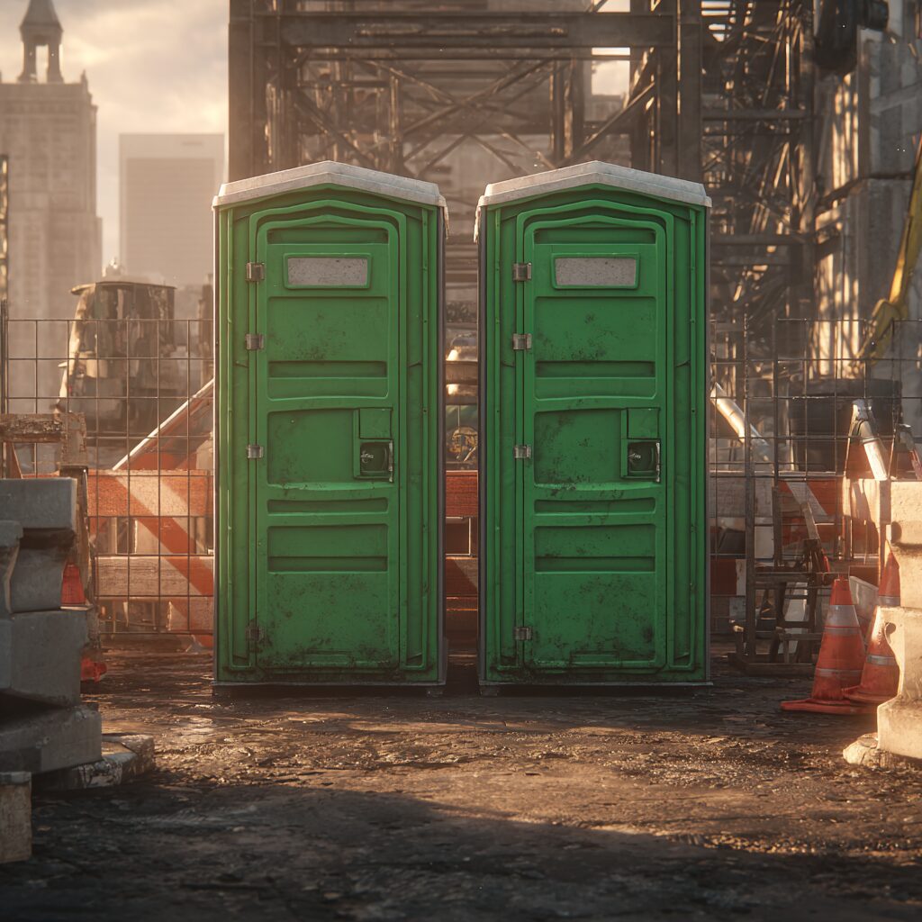 how rented portable toilets are delivered on construction sites