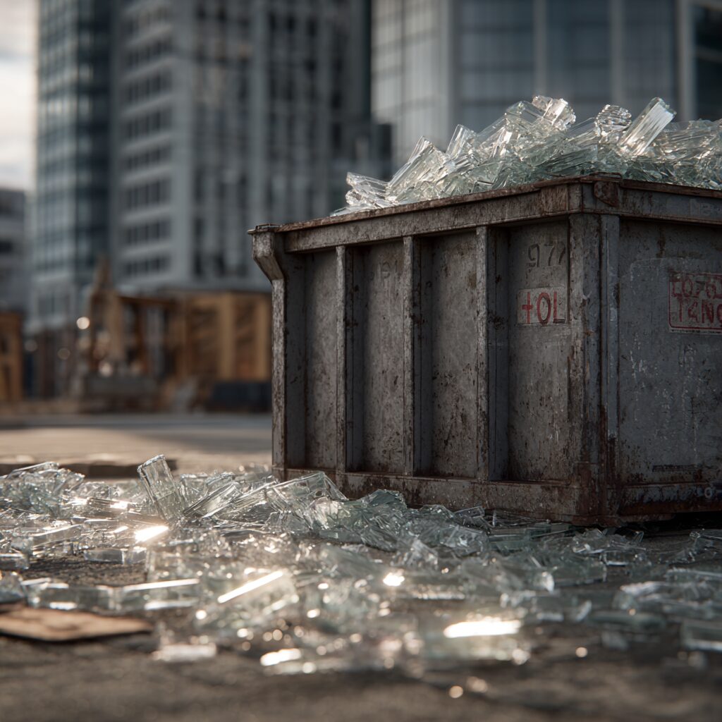 renting a dumpster to dispose of broken glass