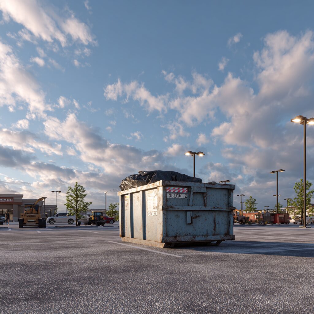 renting a dumpster when renovating a retail parking lot