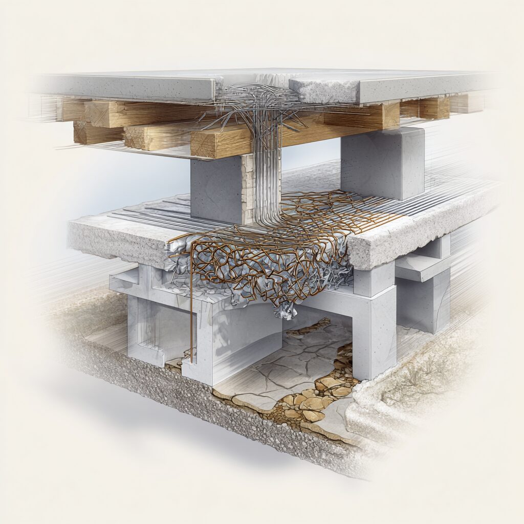 Reinforced concrete cross-section view