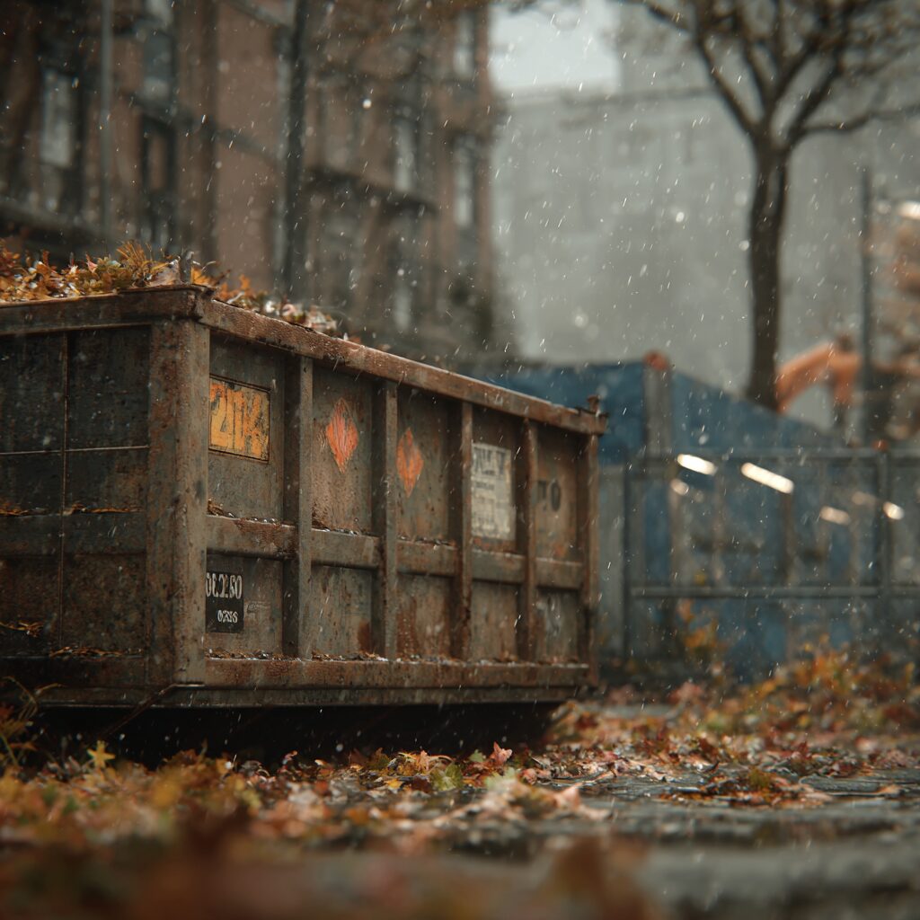 How does weather affect shingle disposal for dumpsters?