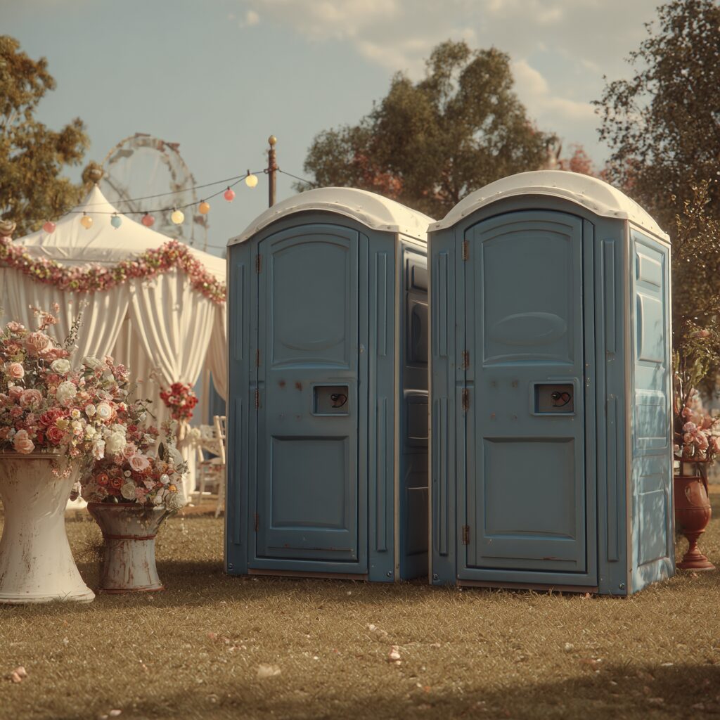Book porta potties from six to three months before your wedding