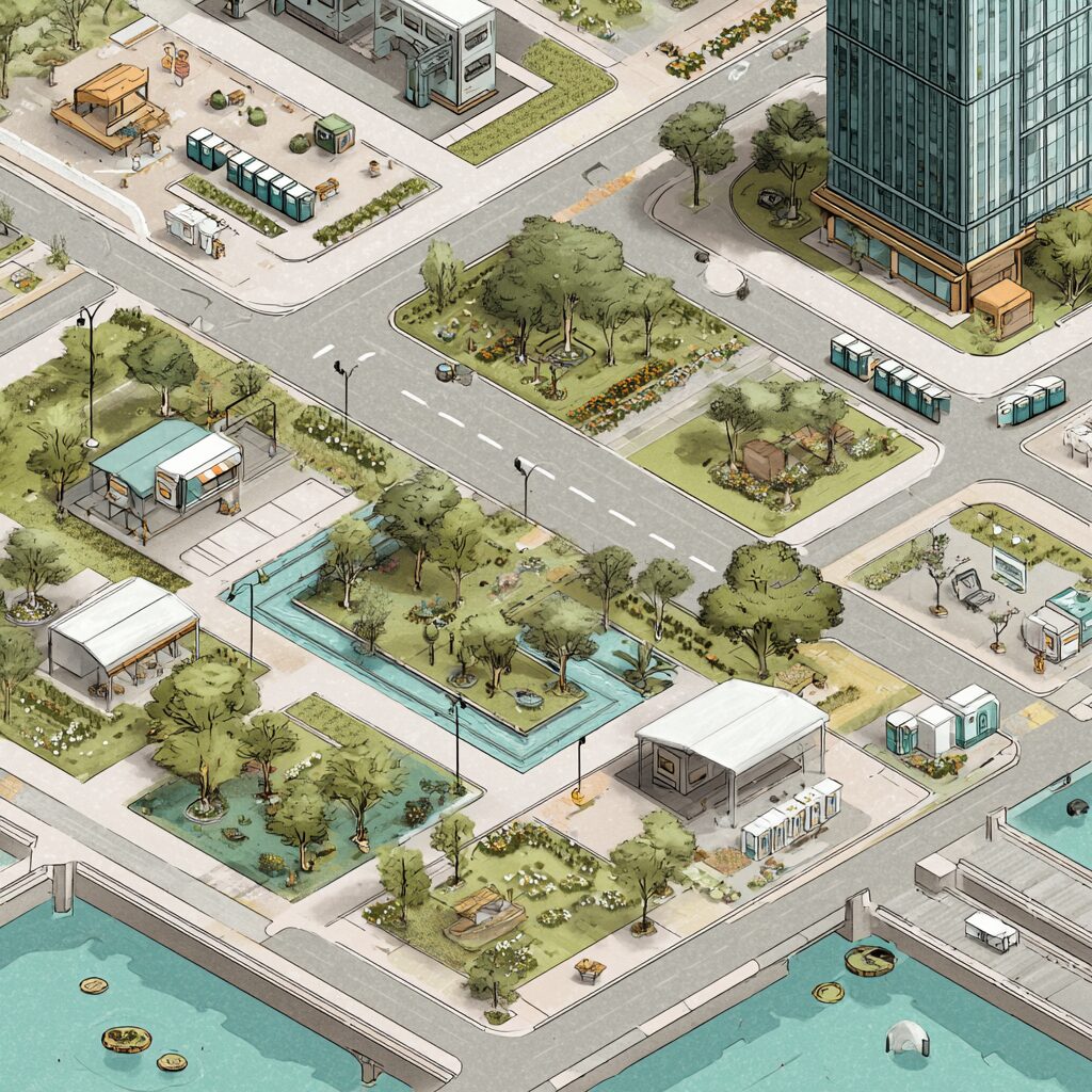 Portable toilet maintenance across multiple properties