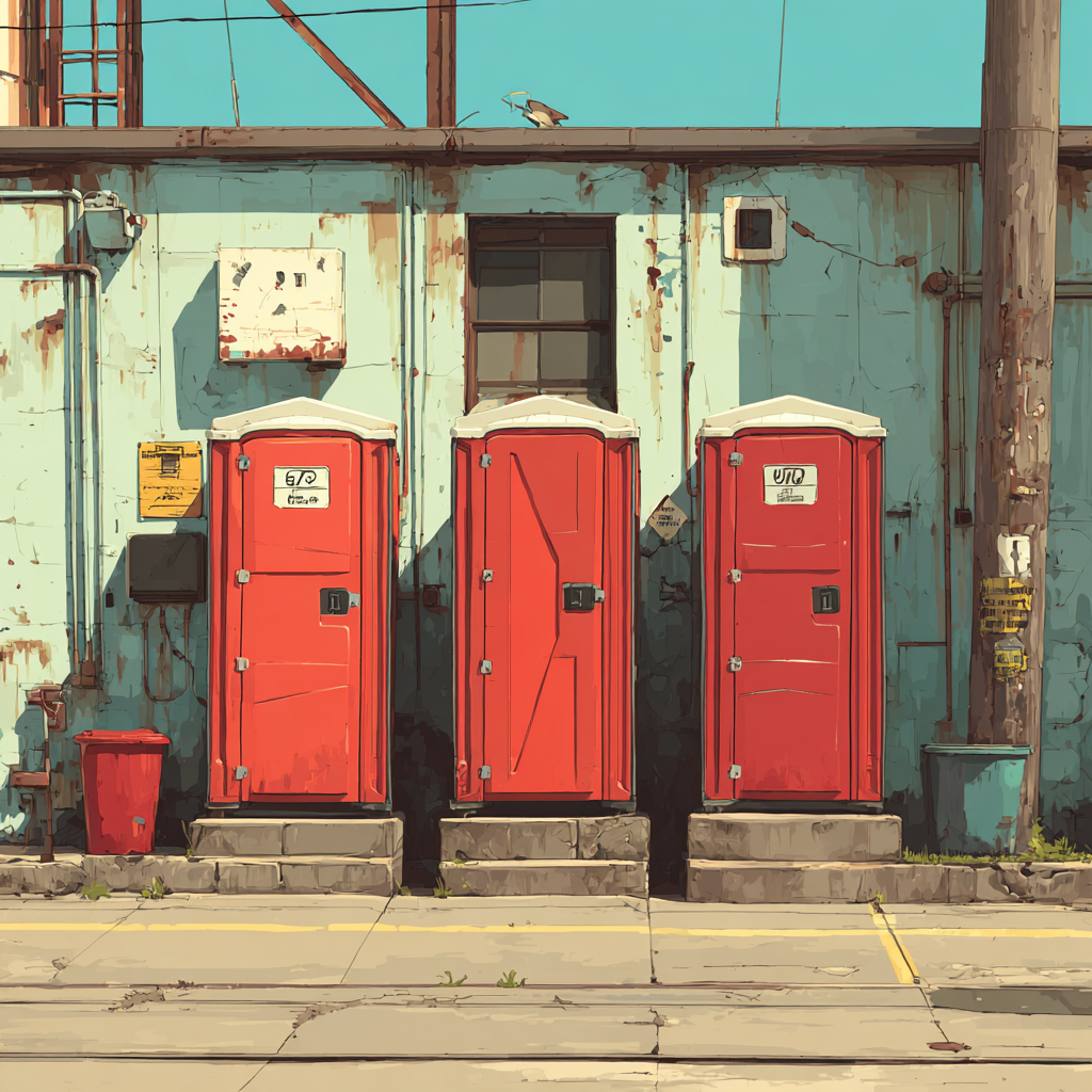 Rented porta potties for industrial sites