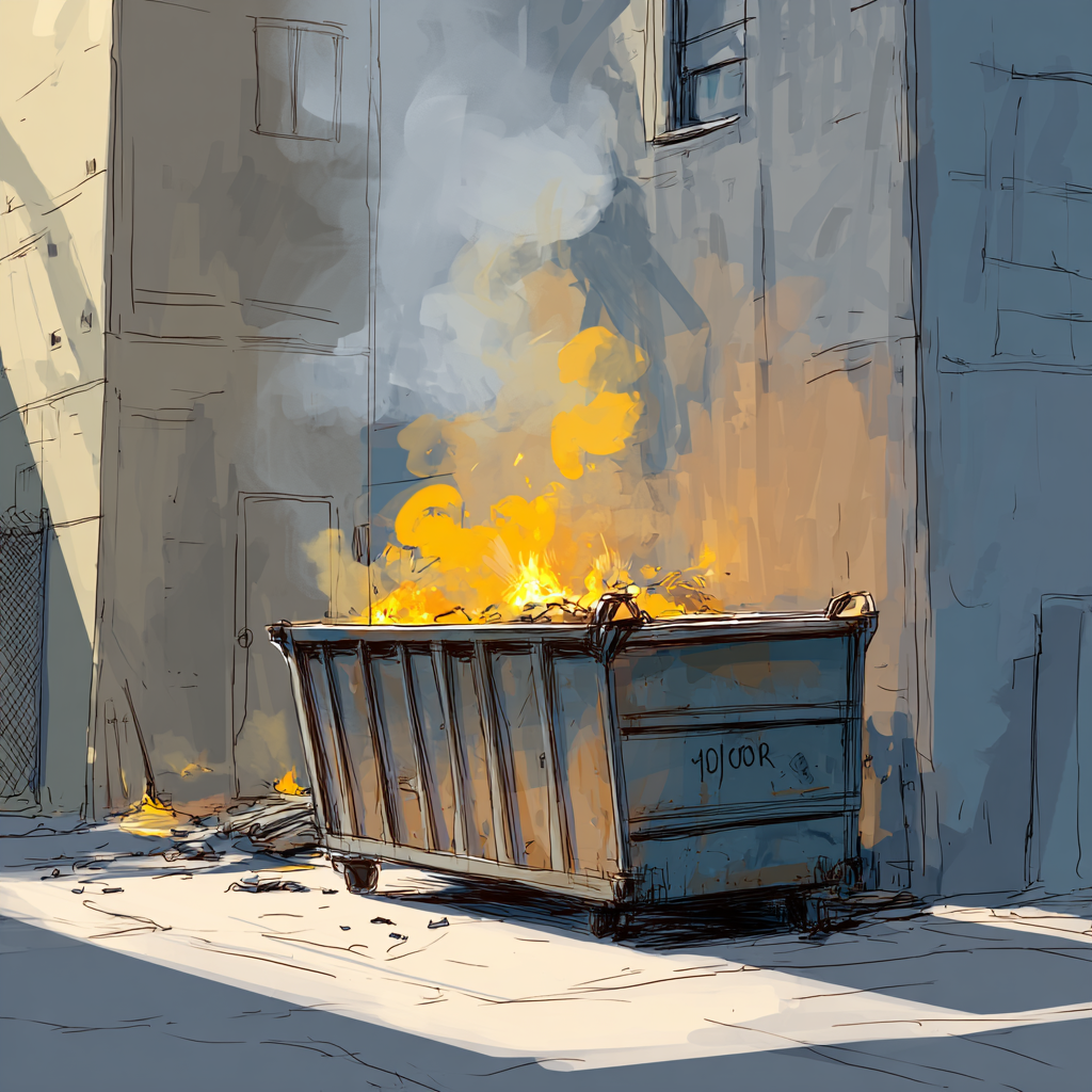 What should I do if a dumpster is on fire?