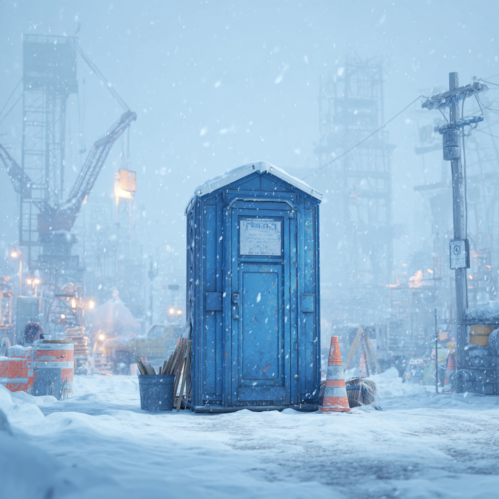 What should I do to protect a rented porta potty from cold temperatures?