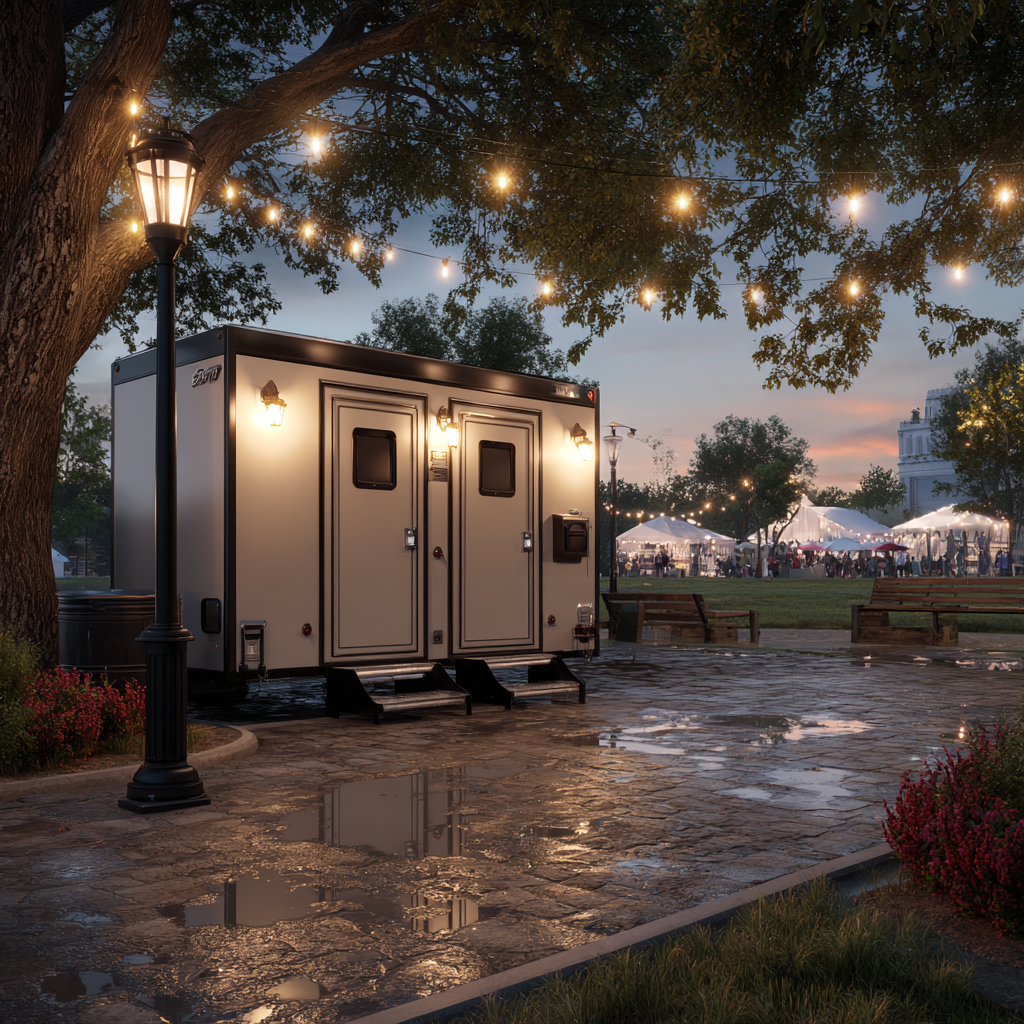 Multi-stall restroom trailers for Chicago events