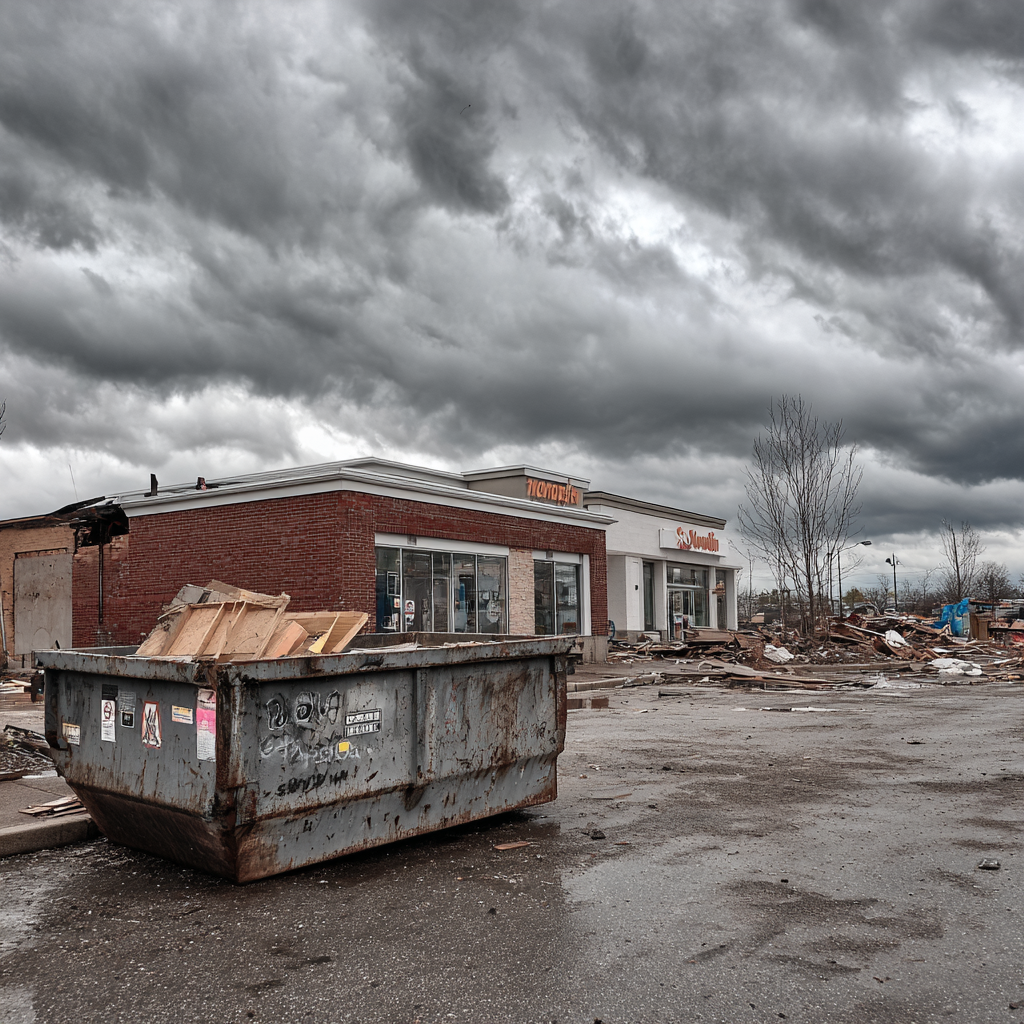 Rent a dumpster to manager commercial waste following a natural disaster