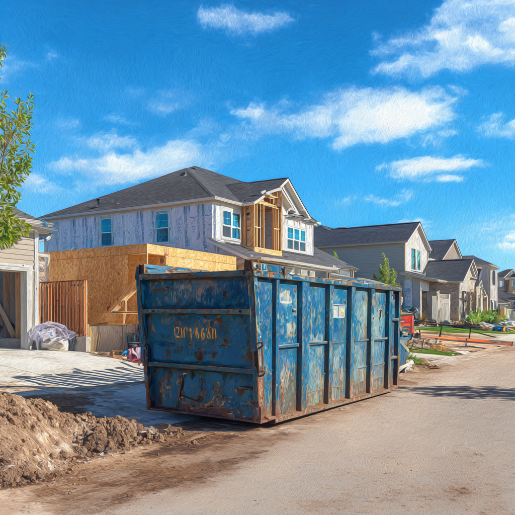 Renting a dumpster for residential construction in Garland, Texas