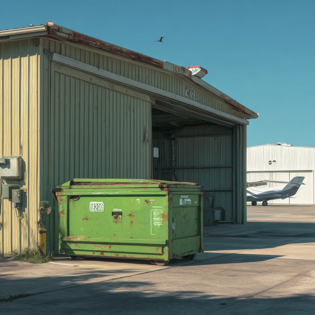 Roll off dumpsters for industrial aerospace hangers
