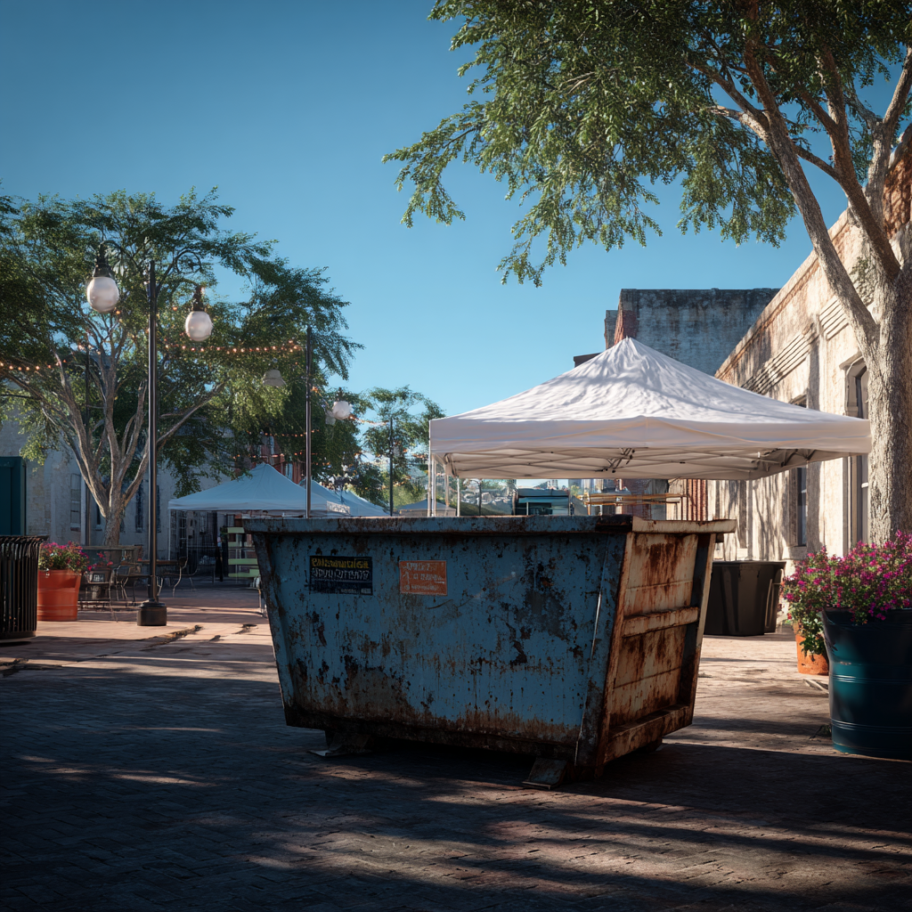 Where to place a dumpster in downtown Victoria, Texas?