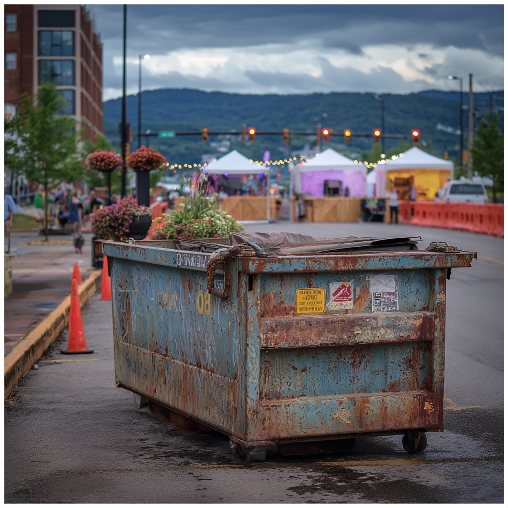 Roll-off dumpster rentals for downtown food festivals and other events