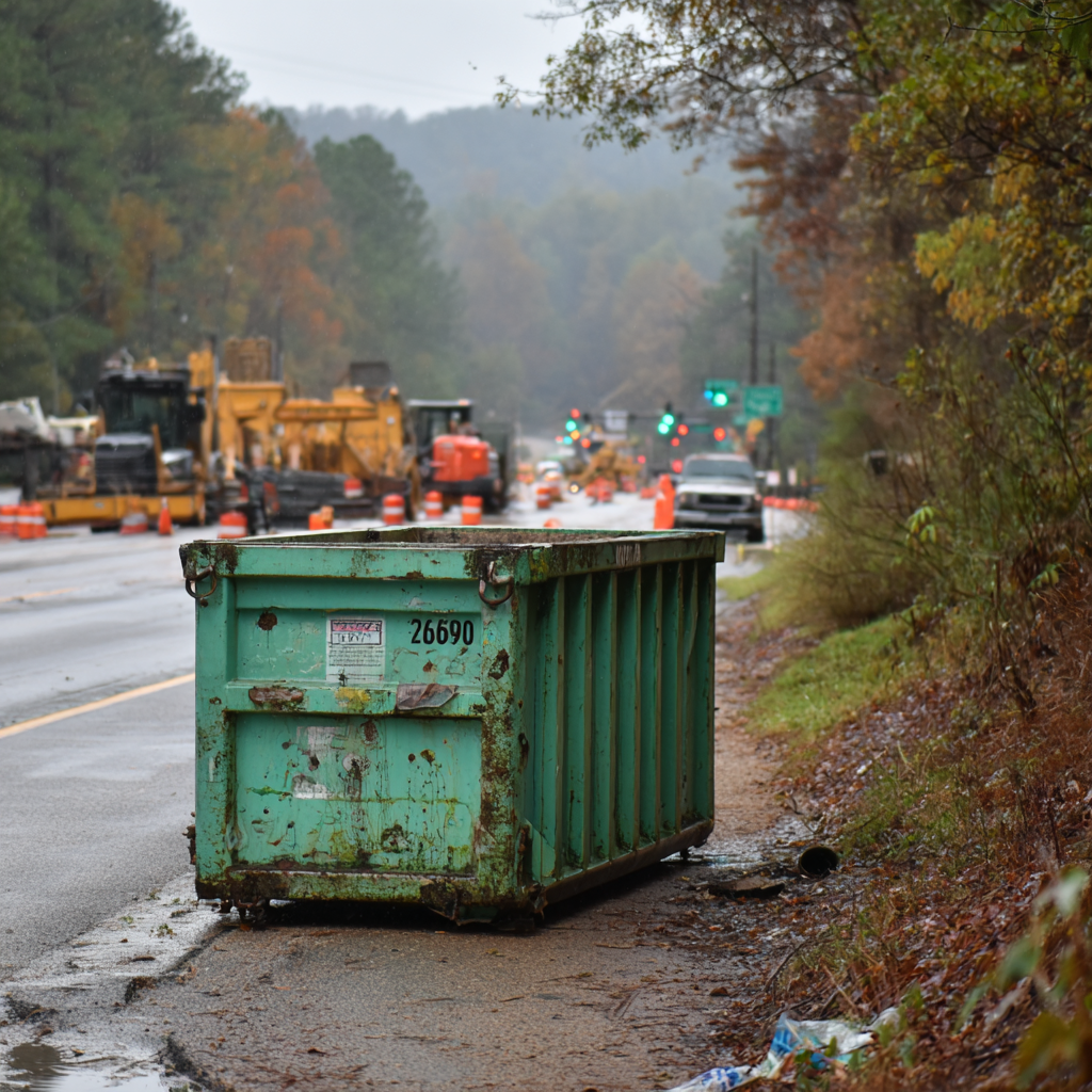 20-yard dumpsters are a common size for roadwork