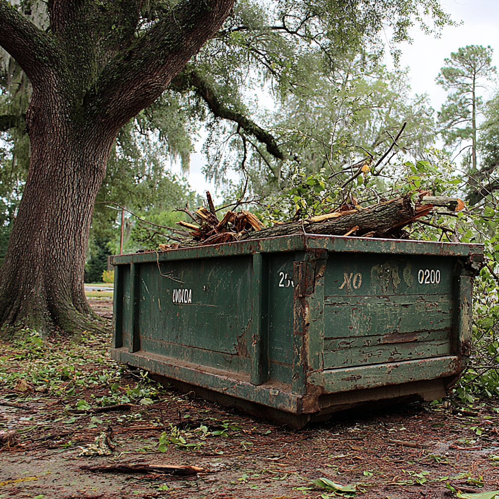 How are dumpsters used follow storm clean-up?