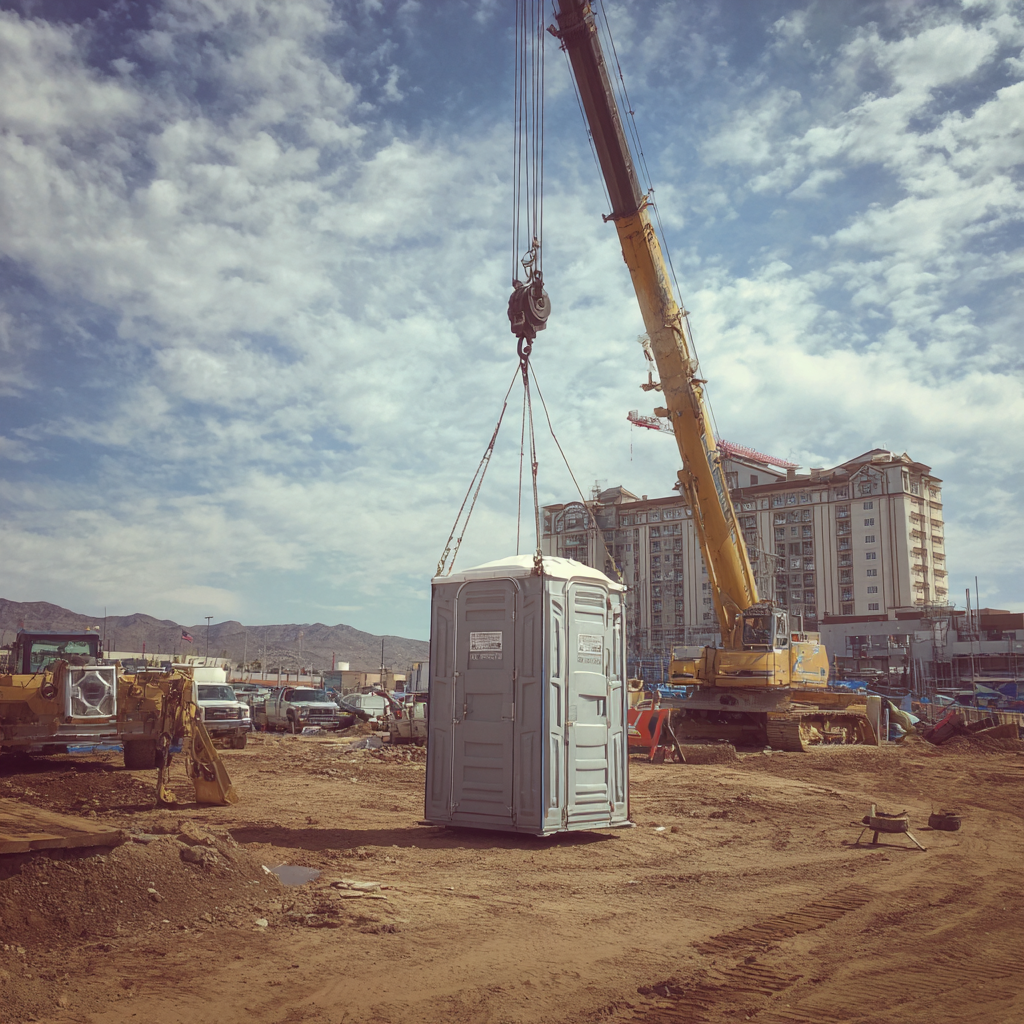 High-rise porta potties are widely used on construction sites in Las Vegas