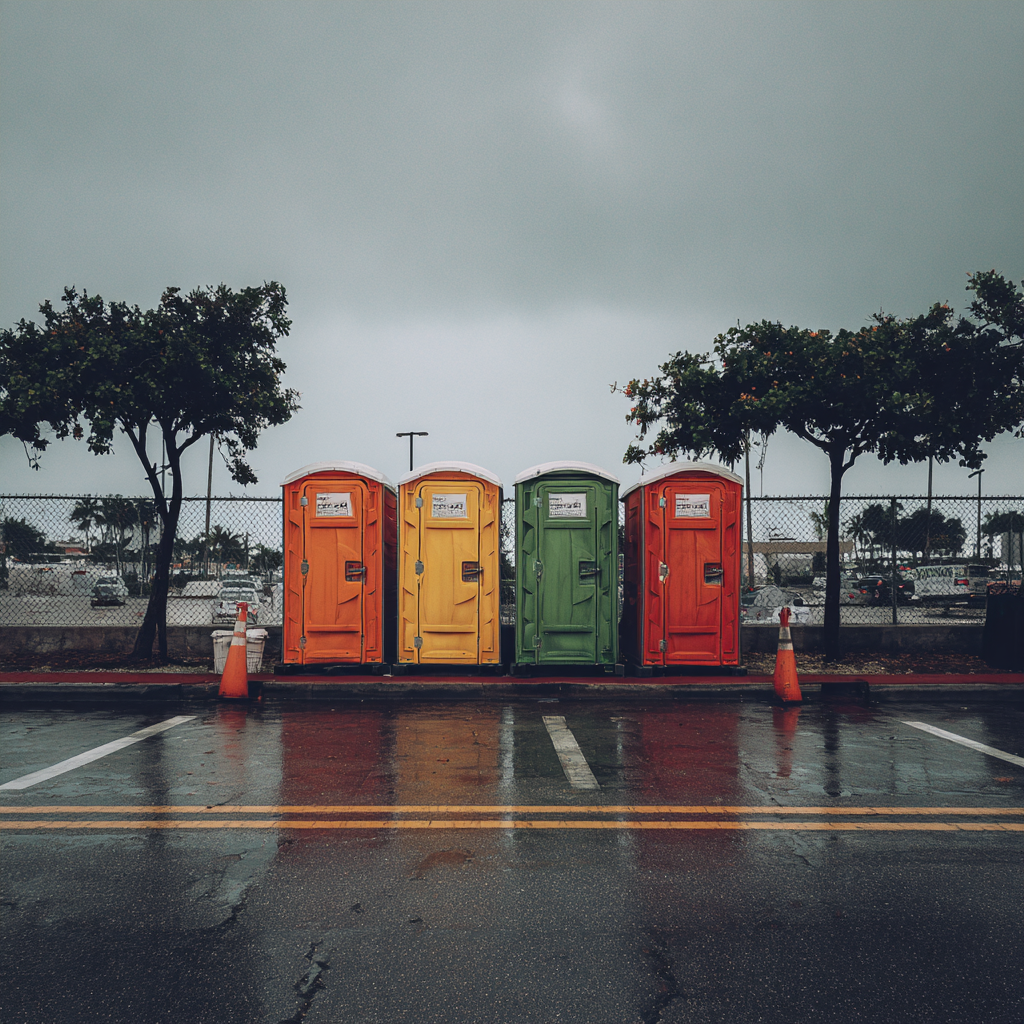 Porta potties are used in Miami ports