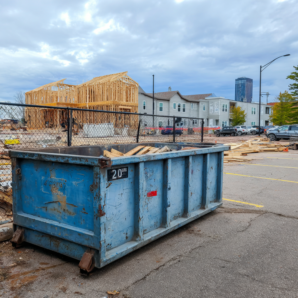 Dumpster rentals for Detroit apartments under construction