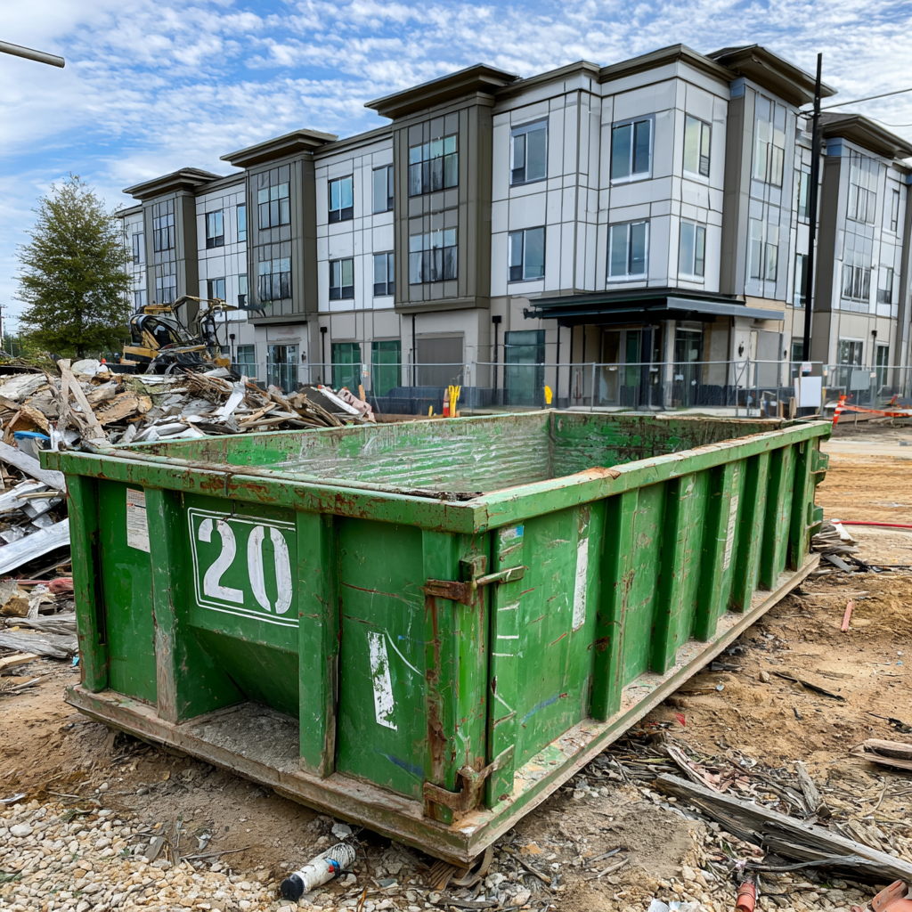 A 20-yard dumpster a construction site in Lafayette Louisiana