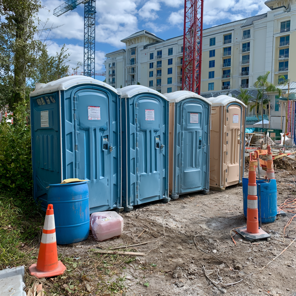 Renting a porta potty for downtown construction projects