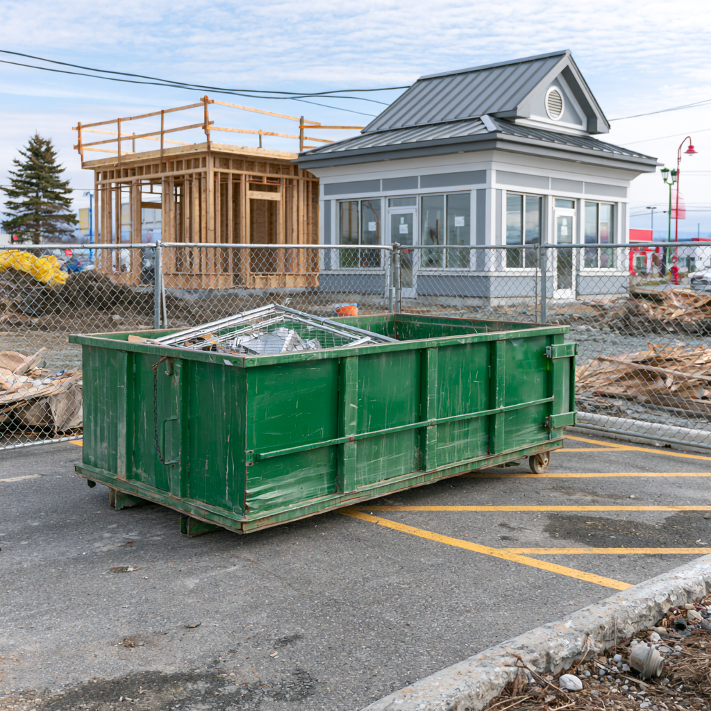 20-yard dumpster on a downtown construction site in Snellville, Georgia