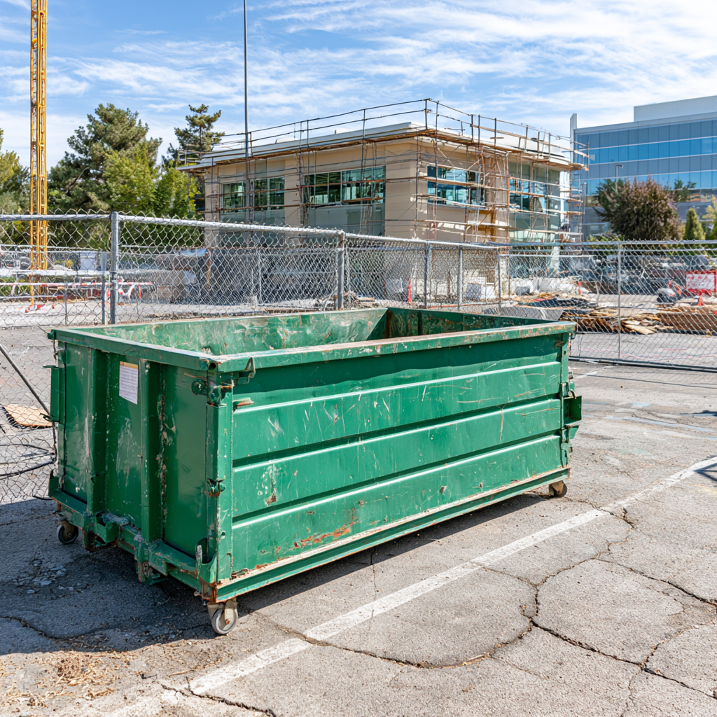 A 20-yard dumpster in a community staging area in Snellville, GA