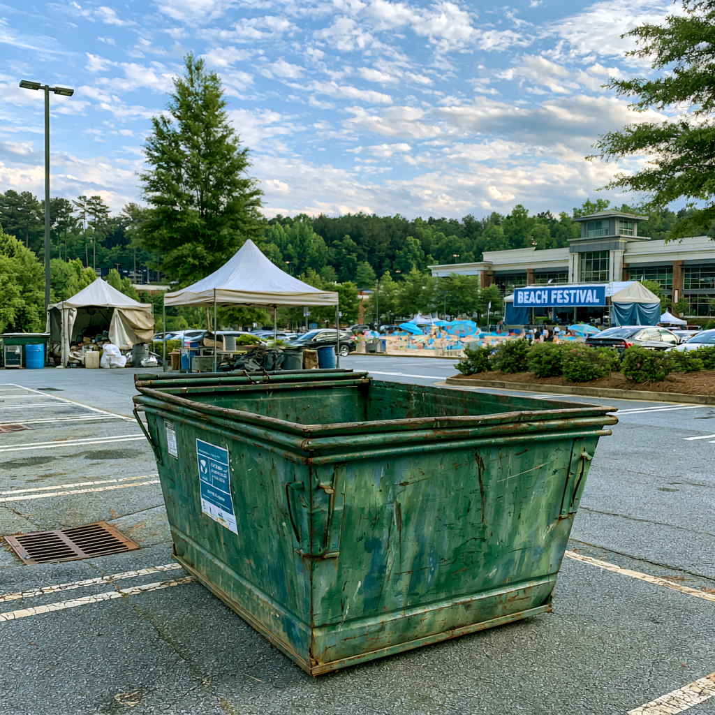 10-yard dumpster for waste disposal at Snellville festivals