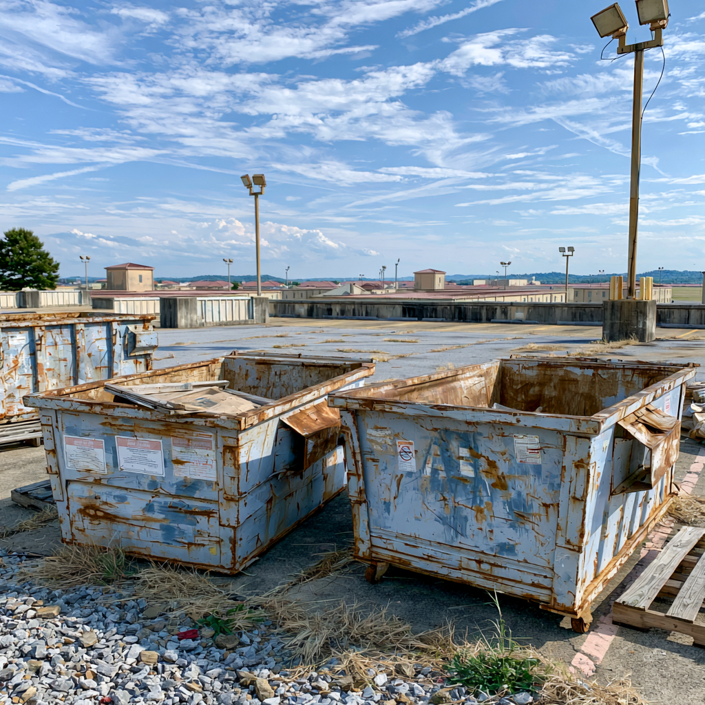 Two 30-yard dumpster on a military base