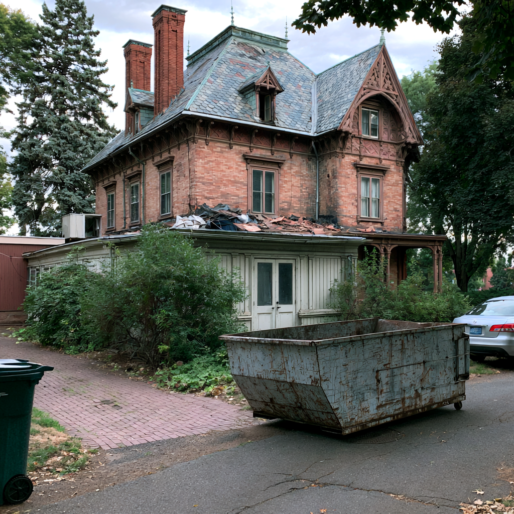 20-yard rented dumpster in residential Springfield, MA, neighborhood