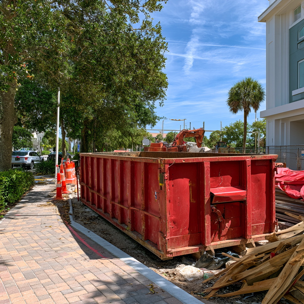 a 30 yard dumpster on the street in Clearwater Florida