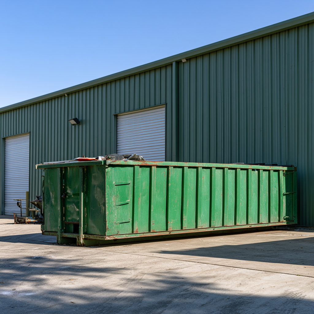 40-yard dumpster in front of an industrial building
