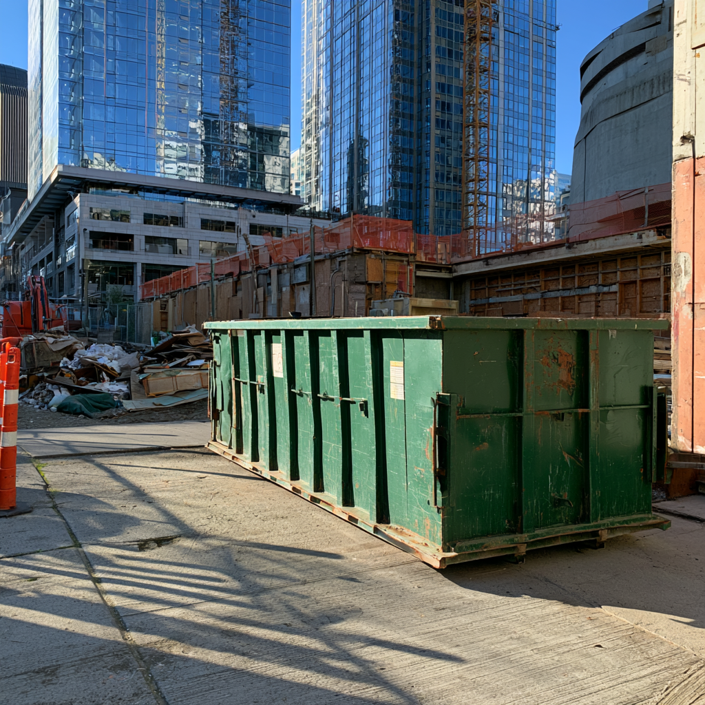 30-yard dumpster on a construction site in downtown Seattle